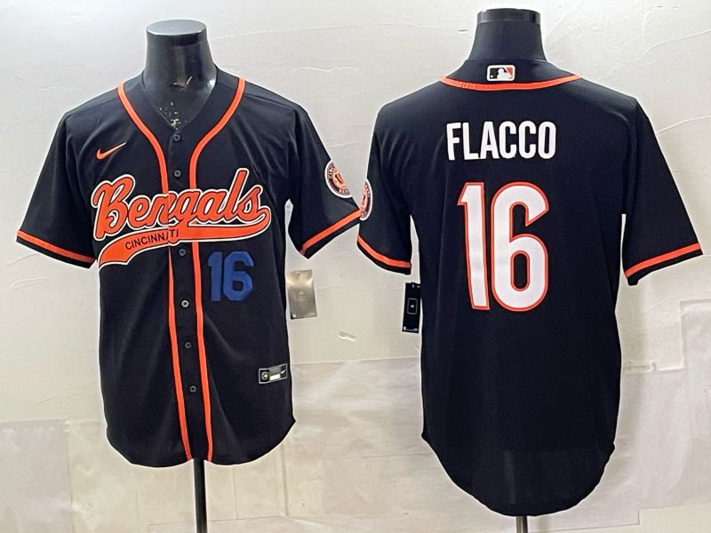 Men Cincinnati Bengals #16 Flacco black Joint Name 2025 Nike Limited NFL Jersey style 4